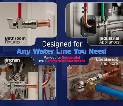 FOFI ANGULAR PEX DE COBRE 1/2" with 3/8" Shut‑Off Valve — 1/2 PEX Copper Stub Out Elbow Connector for Water Lines, NSF/ASSE Certified, Use with Copper Crimp & 1/2 PEX Clamps in Saudi Arabia