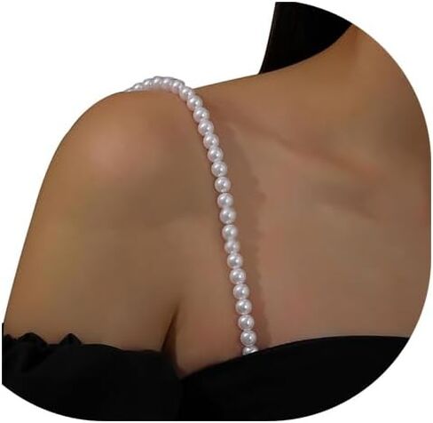 1Pair Pearl Straps Jewelry,Detachable Bra Shoulder Chain,Pearl Lingerie Straps,Wedding Bridal Underwear Chain for Women in Kuwait