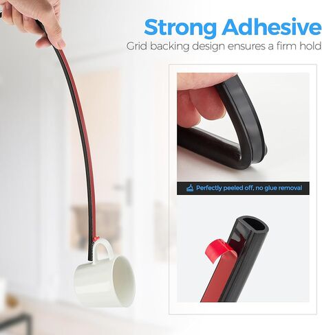 Silicone D-Shaped Weather Stripping Door Seal, 23FT Self Adhesive Door Insulation Strip, Fits Gaps up 1/8" to 1/4", for Door Frame & Window Seal (Black, 3/8" W × 1/4" T) in Saudi Arabia