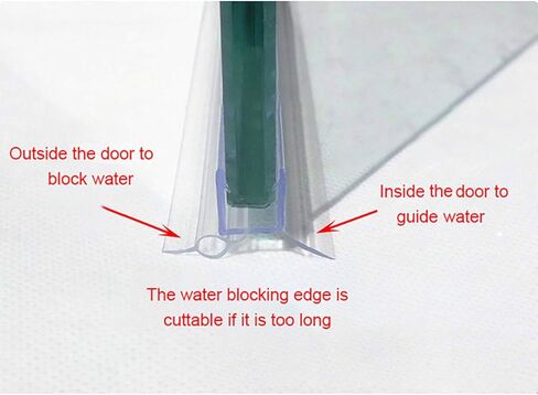 Frameless Shower Door Bottom Seal with Drip Rail for 3/8"(10mm) Glass, Length 27.5"/0.7m, Glass Door Sweep Stop Shower Leaking Clear in Kuwait