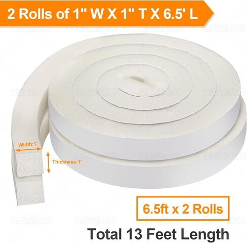 رغوة مكيف الهواء - بكرتان، عرض 2.54 سم × سماكة 2.54 سم، إجمالي طول 13 قدمًا، ختم عازل للطقس من الفوم الخلوي المفتوح (6.5أقدام × 2 لفات) in Kuwait