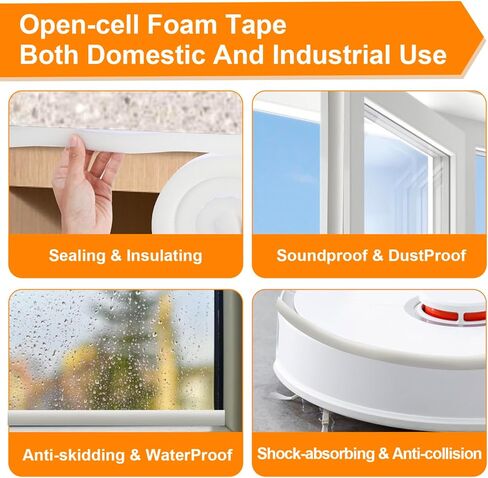 رغوة مكيف الهواء - بكرتان، عرض 2.54 سم × سماكة 2.54 سم، إجمالي طول 13 قدمًا، ختم عازل للطقس من الفوم الخلوي المفتوح (6.5أقدام × 2 لفات) in Kuwait