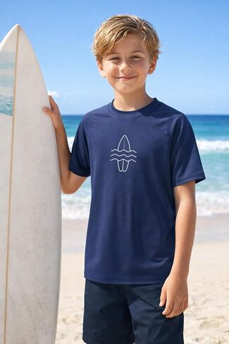 Kids Rash Guard Shirt Boys Girls Raglan Rashgurad Child Swimwear Quick Dry Top 3-14 Years in Saudi Arabia
