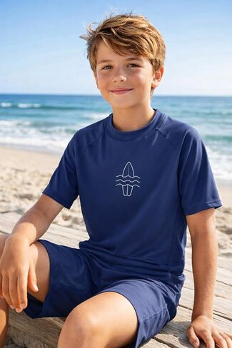 Kids Rash Guard Shirt Boys Girls Raglan Rashgurad Child Swimwear Quick Dry Top 3-14 Years in Saudi Arabia