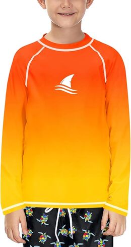 Kids Rash Guard Shirt Boys Girls Raglan Rashgurad Child Swimwear Quick Dry Top 3-14 Years in Saudi Arabia