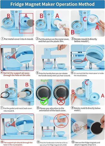 Heart-Shaped Fridge Magnet Button Maker Machine, Pin Press Kit With 100 Sets of Supplies for DIY Refrigerator Magnets in Kuwait