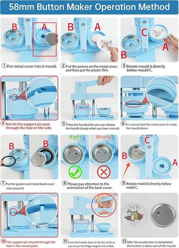 Heart-Shaped Fridge Magnet Button Maker Machine, Pin Press Kit With 100 Sets of Supplies for DIY Refrigerator Magnets in Kuwait