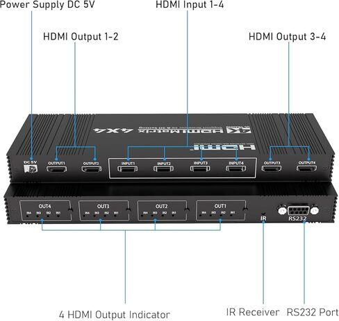 4K 4x4 HDMI Matrix Switch- Ultra HD Video Splitter,Type-c Input 4K 1080P 4x4HDMI DVI TV Video Wall Controller Processor in Saudi Arabia