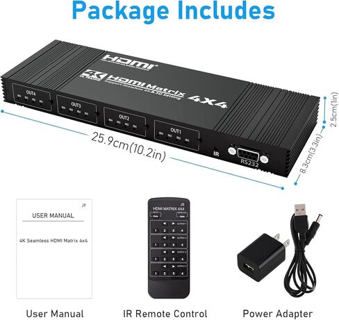 4K 4x4 HDMI Matrix Switch- Ultra HD Video Splitter,Type-c Input 4K 1080P 4x4HDMI DVI TV Video Wall Controller Processor in Saudi Arabia