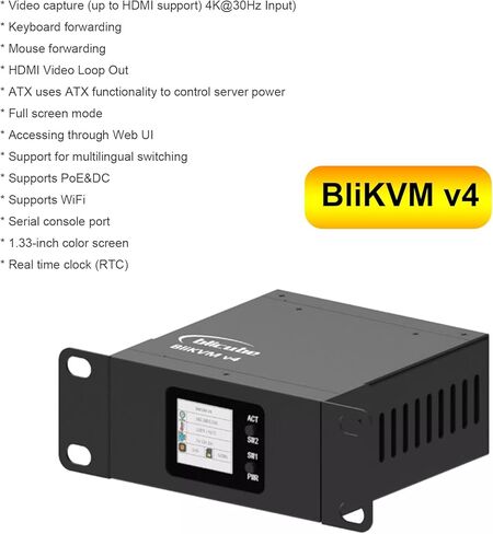 BliKVM v4 Allwinner KVM Over IP with PoE and HDMI Loop Out – Professional Remote Server Management for IT Operation and Maintenance in Kuwait