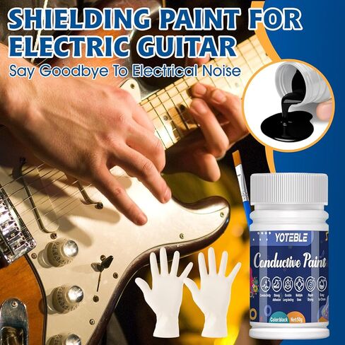 Guitar Shielding Paint, Conductive Paint, Noise Reduction, Reduces Hum, Excellent Adhesion, Water-based Formula for Guitar Cavity Shielding, Black, 50G（Resistivity: 10-90 ohms/cm） in Kuwait