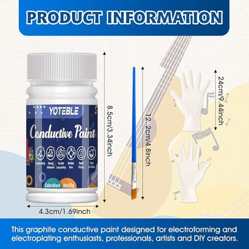 Guitar Shielding Paint, Conductive Paint, Noise Reduction, Reduces Hum, Excellent Adhesion, Water-based Formula for Guitar Cavity Shielding, Black, 50G（Resistivity: 10-90 ohms/cm） in Kuwait