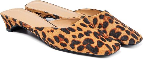 Coutgo Women's Mules Low Kitten Heels Closed Square Toe Slip On Backless Dress Shoes in Kuwait