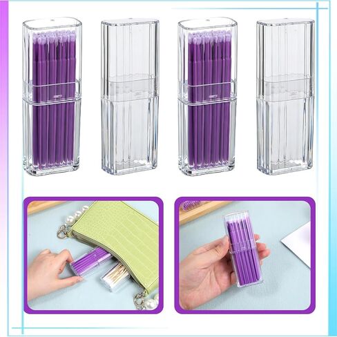 4 Pcs Cotton Swab Holder Mini Travel Swab Case Portable Dental Storage Box Holder Storage Box With 100 Pcs Cotton Swabs Transparent Flosser Dispenser Container for Cosmetics Bedroom in Saudi Arabia
