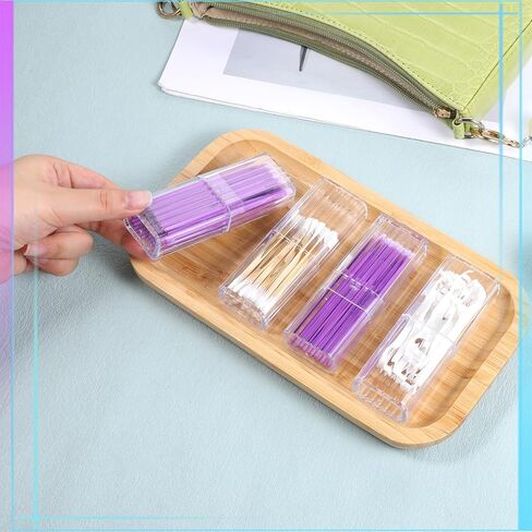 4 Pcs Cotton Swab Holder Mini Travel Swab Case Portable Dental Storage Box Holder Storage Box With 100 Pcs Cotton Swabs Transparent Flosser Dispenser Container for Cosmetics Bedroom in Saudi Arabia
