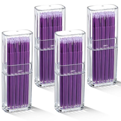 4 Pcs Cotton Swab Holder Mini Travel Swab Case Portable Dental Storage Box Holder Storage Box With 100 Pcs Cotton Swabs Transparent Flosser Dispenser Container for Cosmetics Bedroom in Saudi Arabia