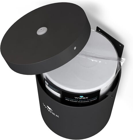 موزع حائط للمناديل المبللة باللون الأسود من Wipex: منفذ من الفولاذ المتين والسيليكون الفاخر، موزع حائط سهل التركيب لمناديل الصالة الرياضية - يناسب بكرات إعادة التعبئة المعقمة، مثالي للمدارس واللياقة البدنية والمرافق العامة in Kuwait