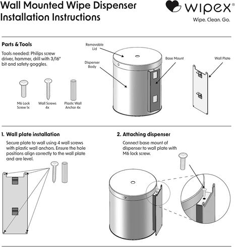 موزع حائط للمناديل المبللة باللون الأسود من Wipex: منفذ من الفولاذ المتين والسيليكون الفاخر، موزع حائط سهل التركيب لمناديل الصالة الرياضية - يناسب بكرات إعادة التعبئة المعقمة، مثالي للمدارس واللياقة البدنية والمرافق العامة in Kuwait