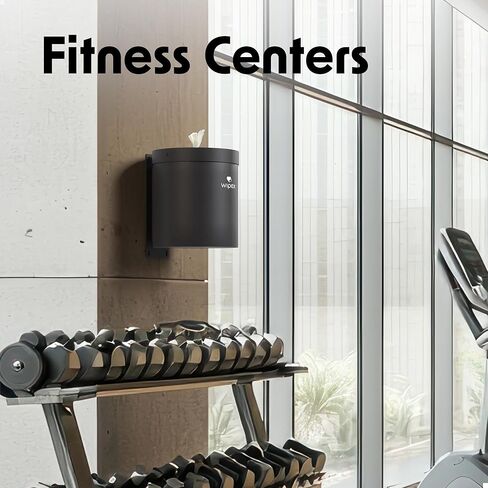 موزع حائط للمناديل المبللة باللون الأسود من Wipex: منفذ من الفولاذ المتين والسيليكون الفاخر، موزع حائط سهل التركيب لمناديل الصالة الرياضية - يناسب بكرات إعادة التعبئة المعقمة، مثالي للمدارس واللياقة البدنية والمرافق العامة in Kuwait