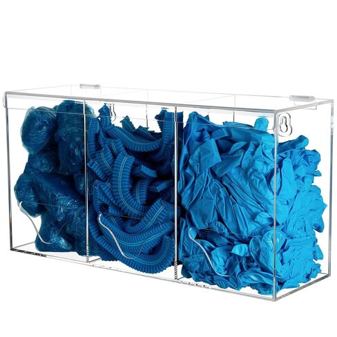 حامل القفازات الطبية المثبت على الحائط مع موزع للقفازات من الأكريليك الشفاف لشبكات الشعر وأغطية الأحذية وشبكات اللحية - منظم تخزين محطة الصرف الصحي in Kuwait