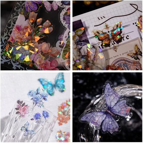 MAFELOE PET Scrapbook Stickers, 100 Sheets of Box Set, Aesthetic Deco Journaling Supplies for Junk Bullet Album Calendars Diary Planner- Crystal& Fantasy Series in Saudi Arabia