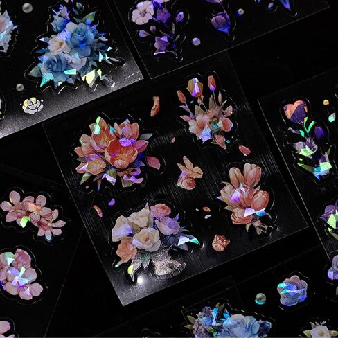MAFELOE PET Scrapbook Stickers, 100 Sheets of Box Set, Aesthetic Deco Journaling Supplies for Junk Bullet Album Calendars Diary Planner- Crystal& Fantasy Series in Saudi Arabia