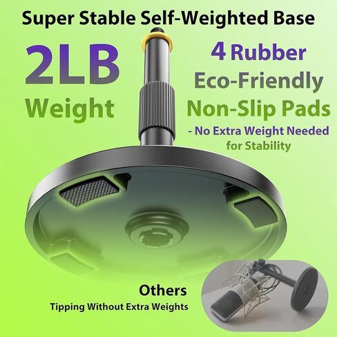 Short Mic Stand Desk, Ultra Low 5 Inch Adjustable, 6.6lbs Load Capacity, All-Metal Desktop Microphone Stand Table for Shure SM7B SM7dB MV7+ MV7X MV6, Fifine Yeti Rode PodMic MAONO in Kuwait