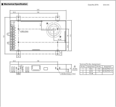 350W Alimentatore Switching a Uscita Singola,Convertitore AC-DC 90-264V Input, 24V 14.6A per Apparecchiature Industriali in Kuwait