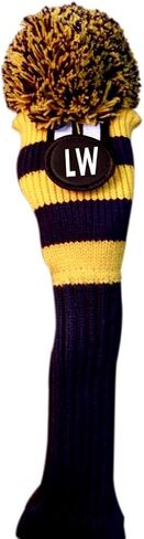 Majek Lob Wedge (LW) Hybrid Rescue Utility Blue & Yellow Golf Headcover Knit Pom Pom Retro Classic Vintage Head Cover in Saudi Arabia
