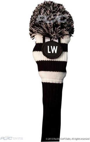 Majek Lob Wedge (LW) Hybrid Rescue Utility Black and White Golf Headcover Knit Pom Pom Retro Classic Vintage Head Cover in Saudi Arabia