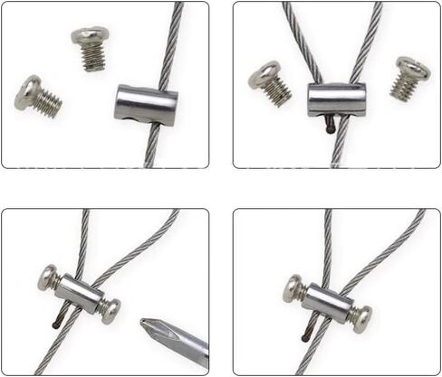 20 حزمة 1/16 سلك حبل المشابك الفولاذ المقاوم للصدأ كابل المشبك كليب ثقب مزدوج قفل العقص حلقة الأكمام وقف ل 1/16 بوصة الفولاذ المقاوم للصدأ سلك كابل الطائرات كابل الملابس خط الأسلاك تعريشة الأسلاك in Kuwait