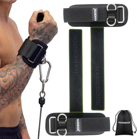 أحزمة رفع الأثقال مع حلقة على شكل حرف D، أحزمة معصم رياضية للرجال، تناسب تمرين آلة الكابل، جلد نايلون أسود/جلد البقر الفاخر، طويل جدًا وسميك للغاية، قبضة معززة، رفع الأثقال in Kuwait