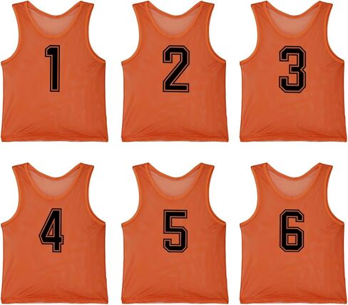 6 Pcs Pinnies Team Practice Vests with Numbers for Child Youth Teen Adult,Ideal for Soccer, Football,Basketball in Saudi Arabia