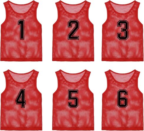 6 Pcs Pinnies Team Practice Vests with Numbers for Child Youth Teen Adult,Ideal for Soccer, Football,Basketball in Saudi Arabia
