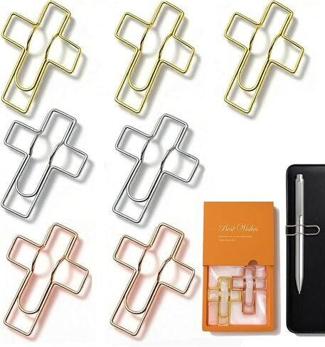 Nikilily7-Pack Cross-Shaped Metal Pen Holder Clips for Journals – Stylish and Durable Faith-Based Pen Clip for Notebook, Planners, and Office Supplies – Rose Gold, Gold & Silver Finishes in Saudi Arabia