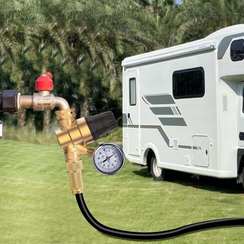 قيمة منظم ضغط المياه RV للتخييم RV وخياط السفر، منظم ضغط مياه نحاسي خالٍ من الرصاص مع مقياس ومقبض تعديل المقبض، والمرشحات in Kuwait