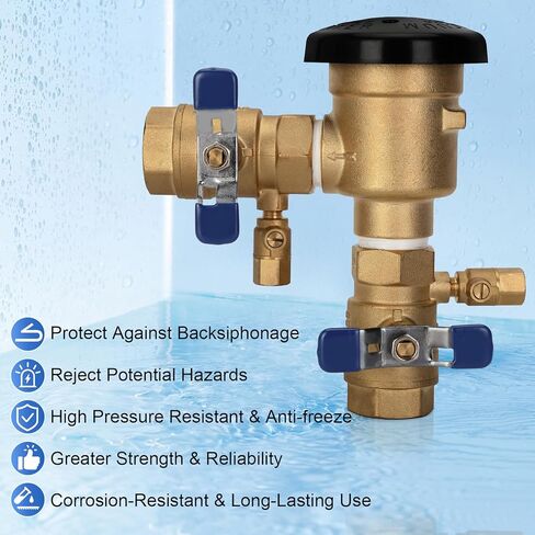 1"720A Pressure Vacuum Breaker Assembly for Zurn Wilkins 1-720A, Brass Irrigation Backflow Preventer, Max 400 PSI Backflow Preventer Valve for Irrigation Systems and Commercial Water Supply Systems in Kuwait