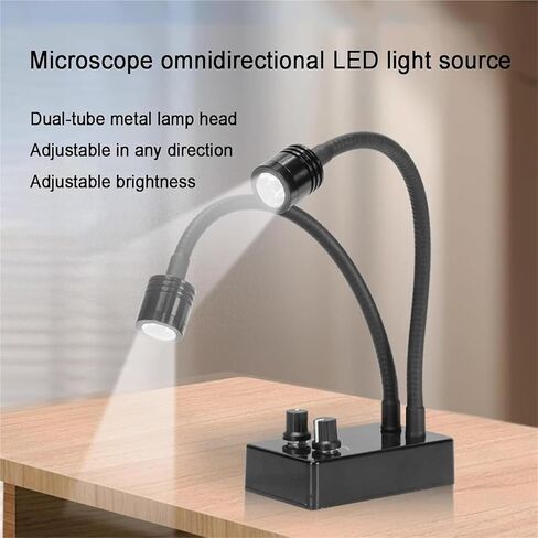 مصباح إضاءة مجهر مزدوج من الألياف الضوئية، مصباح إضاءة مجهر المختبر، درجة حرارة اللون 6500 كلفن، سطوع ستبليس قابل للتعديل، لإصلاح ثنائي الفينيل متعدد الكلور، واللحام in Kuwait