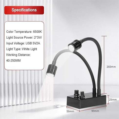 مصباح إضاءة مجهر مزدوج من الألياف الضوئية، مصباح إضاءة مجهر المختبر، درجة حرارة اللون 6500 كلفن، سطوع ستبليس قابل للتعديل، لإصلاح ثنائي الفينيل متعدد الكلور، واللحام in Kuwait