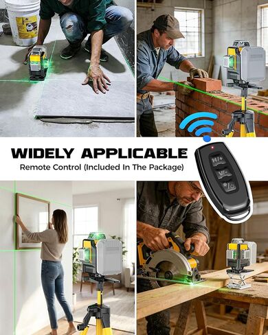 Laser Level with Tripod Compatible with DeWalt 20V Battery, 4D Green 16-Line 4x360° Self Leveling Lazer Leveler Tool for Construction, Floor Tile, Home Renovation, Indoor Use, NO Battery in Kuwait