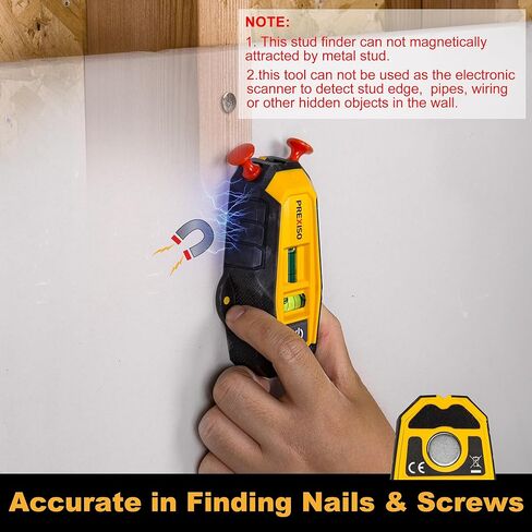 PREXISO 2-in-1 Line Laser Level with Magnetic Stud Finder, Compact Wood & Metal Detector with Bubble Vials for Accurate Markings, Multi Surface Wall Scanners Tool for Hanging Frames & Pictures in Saudi Arabia