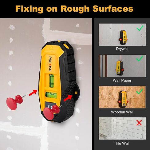 PREXISO 2-in-1 Line Laser Level with Magnetic Stud Finder, Compact Wood & Metal Detector with Bubble Vials for Accurate Markings, Multi Surface Wall Scanners Tool for Hanging Frames & Pictures in Saudi Arabia