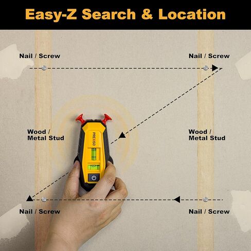 PREXISO 2-in-1 Line Laser Level with Magnetic Stud Finder, Compact Wood & Metal Detector with Bubble Vials for Accurate Markings, Multi Surface Wall Scanners Tool for Hanging Frames & Pictures in Saudi Arabia