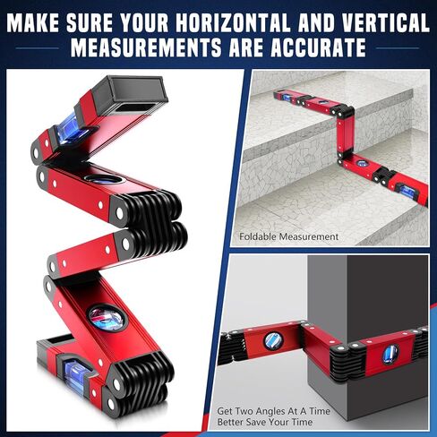 مستوى قابل للطي مقاس 28 بوصة، مستوى دقيق متعدد الزوايا مع قاعدة مغناطيسية، أداة قابلة للطي من سبائك الألومنيوم للأعمال الخشبية والبناء in Kuwait