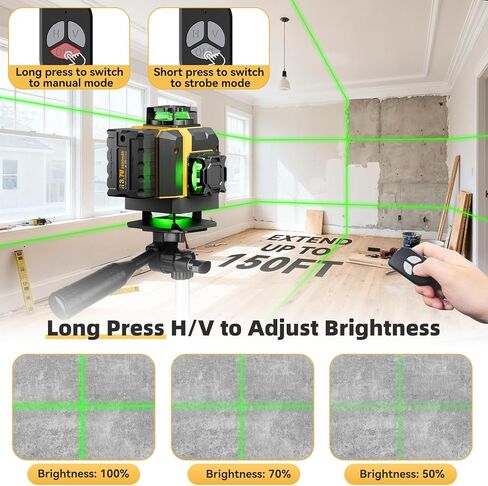 16 Lines Laser Level with Tripod - 360° Cross Line Laser with Tripod, 4D Green Laser Level, 4x360 Self Leveling Tool for Picture Hanging, Home Renovation, Indoor Project, 2 Batteries Included in Saudi Arabia