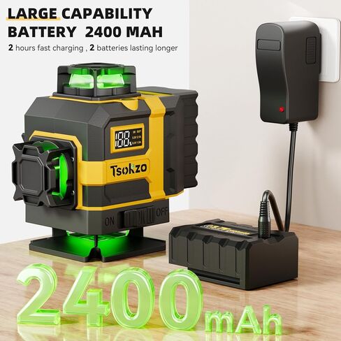 16 Lines Laser Level with Tripod - 360° Cross Line Laser with Tripod, 4D Green Laser Level, 4x360 Self Leveling Tool for Picture Hanging, Home Renovation, Indoor Project, 2 Batteries Included in Saudi Arabia