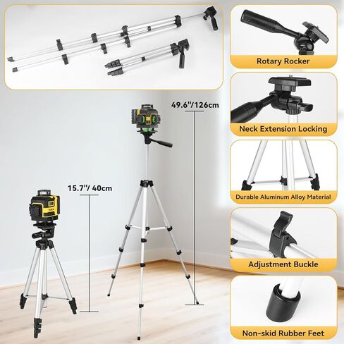 16 Lines Laser Level with Tripod - 360° Cross Line Laser with Tripod, 4D Green Laser Level, 4x360 Self Leveling Tool for Picture Hanging, Home Renovation, Indoor Project, 2 Batteries Included in Saudi Arabia