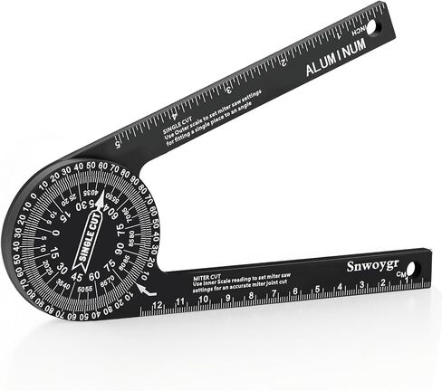 7 Inch Aluminum Miter Saw Protractor, Professional Angle Measuring Tool, Comes with Two Extra Straightedge Protractors for Woodworkers, Builders, Plumbers, Home DIY in Kuwait