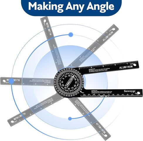 7 Inch Aluminum Miter Saw Protractor, Professional Angle Measuring Tool, Comes with Two Extra Straightedge Protractors for Woodworkers, Builders, Plumbers, Home DIY in Kuwait