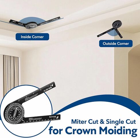 7 Inch Aluminum Miter Saw Protractor, Professional Angle Measuring Tool, Comes with Two Extra Straightedge Protractors for Woodworkers, Builders, Plumbers, Home DIY in Kuwait